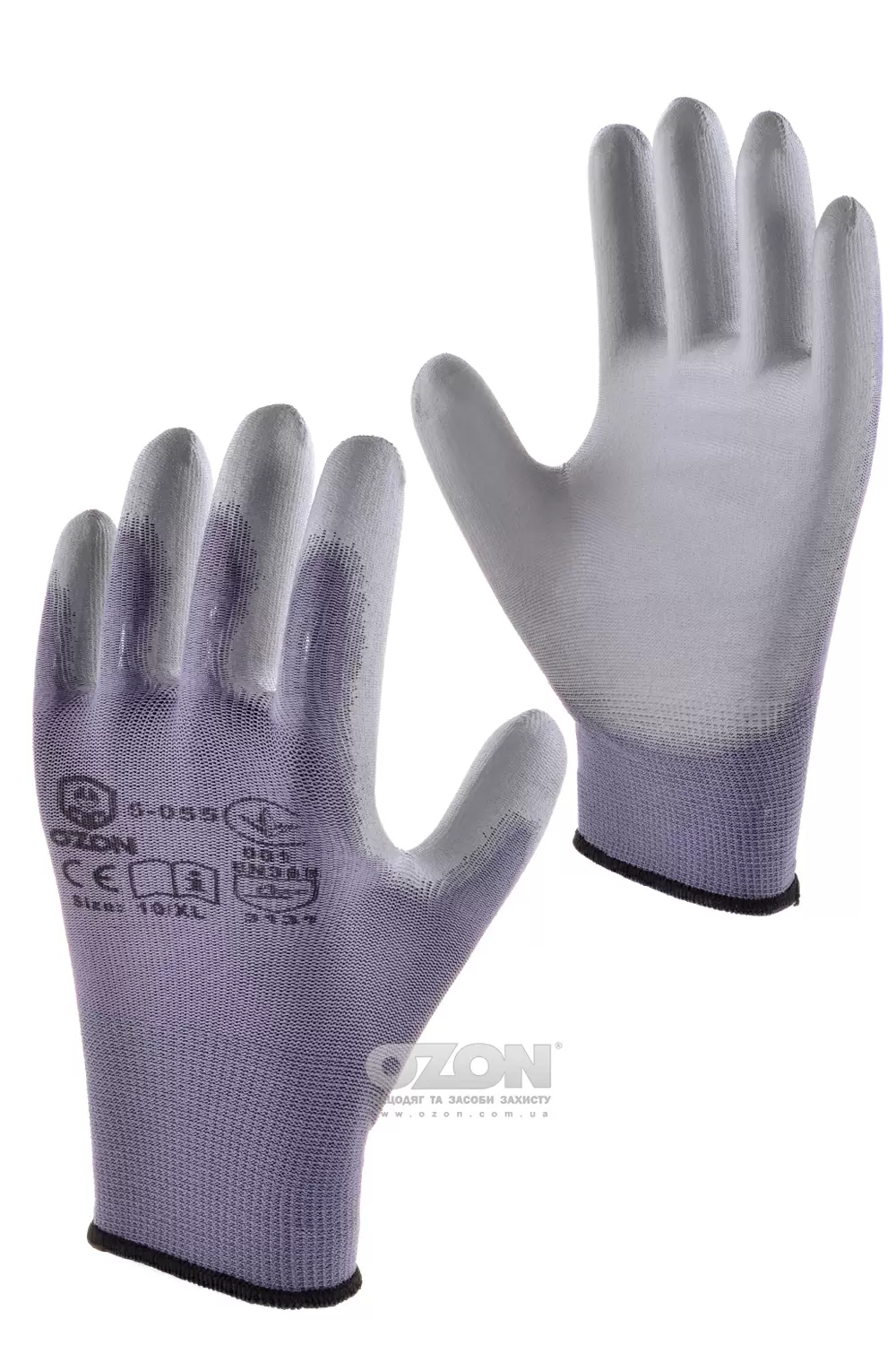 12 пар перчатки нейлоновые с полиуретановым покрытием, 5-055 - Фото 1