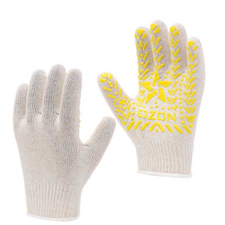 12 пар рукавички трикотажні OZON з ПВХ крапкою, покращені, 5-018