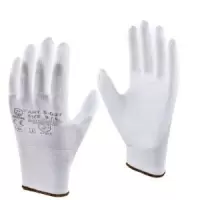 12 пар рукавички п/е з поліуретановим покриттям, білі 5-027