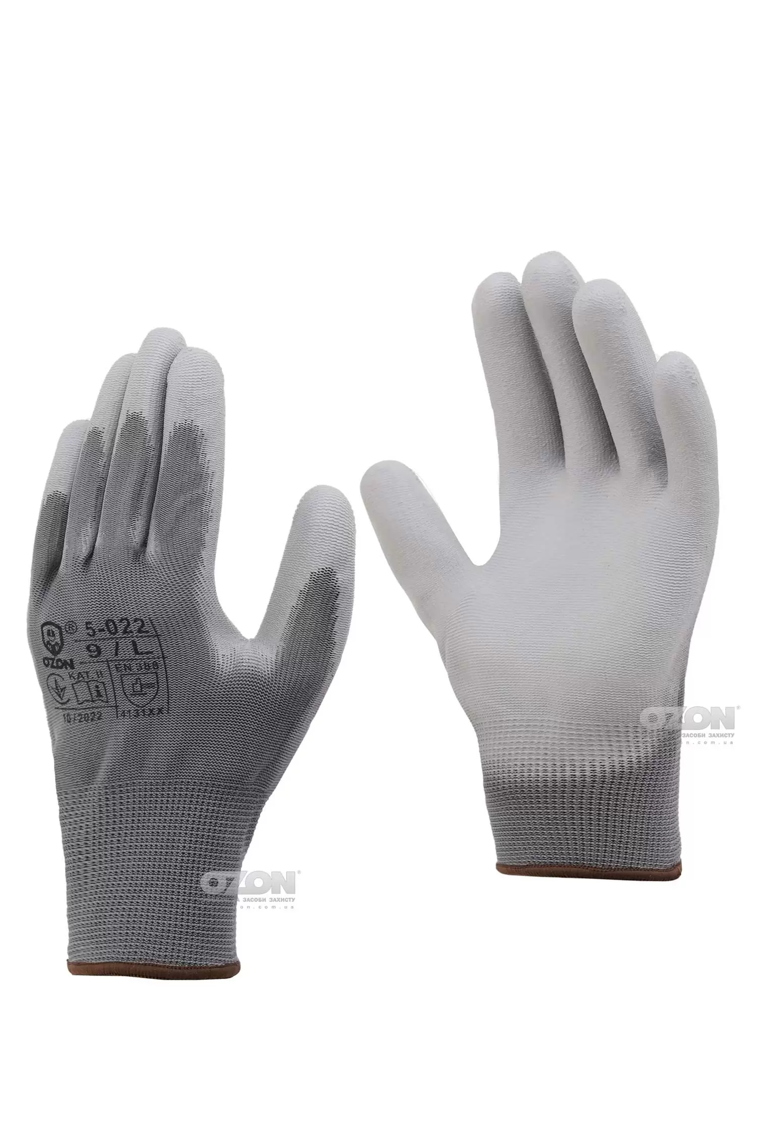 12 пар перчатки трикотажные с полиуретановым покрытием OZON, 5-022 - Фото 1