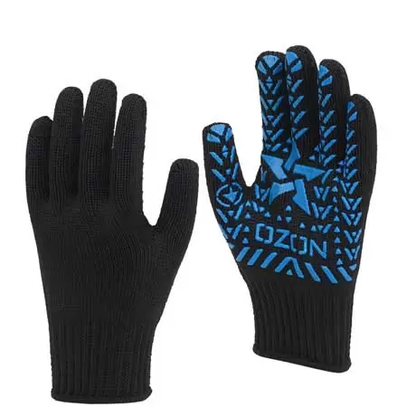 12 пар рукавички трикотажні OZON Посилені, з ПВХ крапкою 5-032, чорний