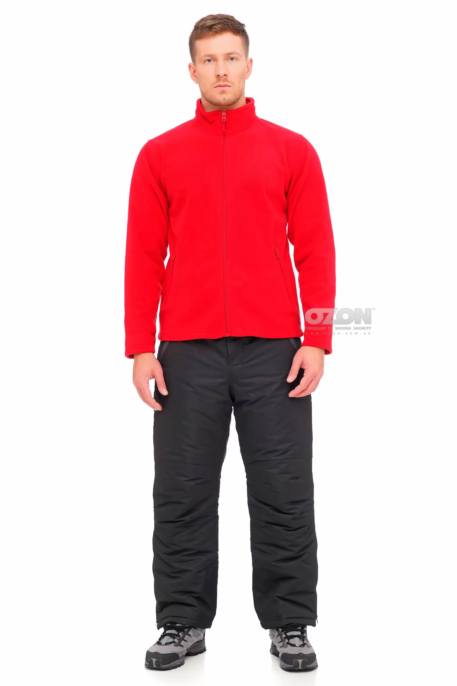 Куртка флісова B&C DUO, червона, без капюшону - Фото 1