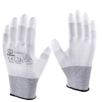 12 пар рукавички п/е з поліуретановим покриттям кінчиків пальців, білі 5-028