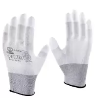 12 пар перчатки п/э с полиуретановым покрытием кончиков пальцев белые 5-028