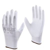 12 пар рукавички п/е з поліуретановим покриттям, білі 5-027