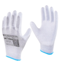 Антистатичні рукавички Portwest А199 з ПУ покриттям на пальцях та долонях, cірі